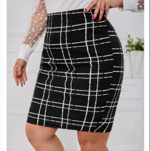 Falda ajustada con estampado de cuadros